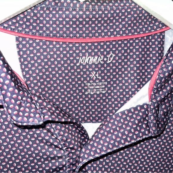 Johnnie O Polo Navy Blue Pink Size XL Golf Shirt Preppy Tennis Prep School - Picture 2 of 7